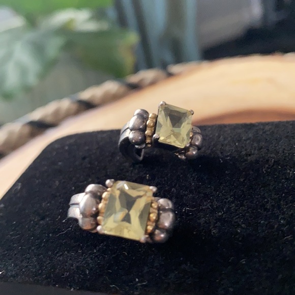 Stunning Vintage 925 Silver Ring & Earrings set with 14k Gold Trim - Picture 4 of 11